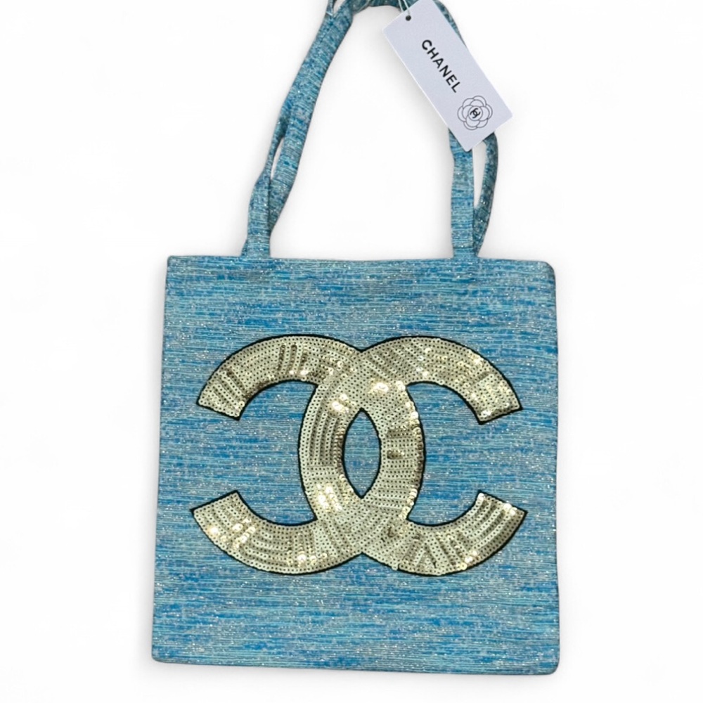 Chanel VIP/GWP Light Blue Tote Bag with Gold Accents